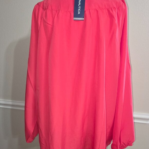 NWT Nautica Pink Tunic Blouse XXL Long Sleeve V Neck Lightweight - Picture 5 of 5